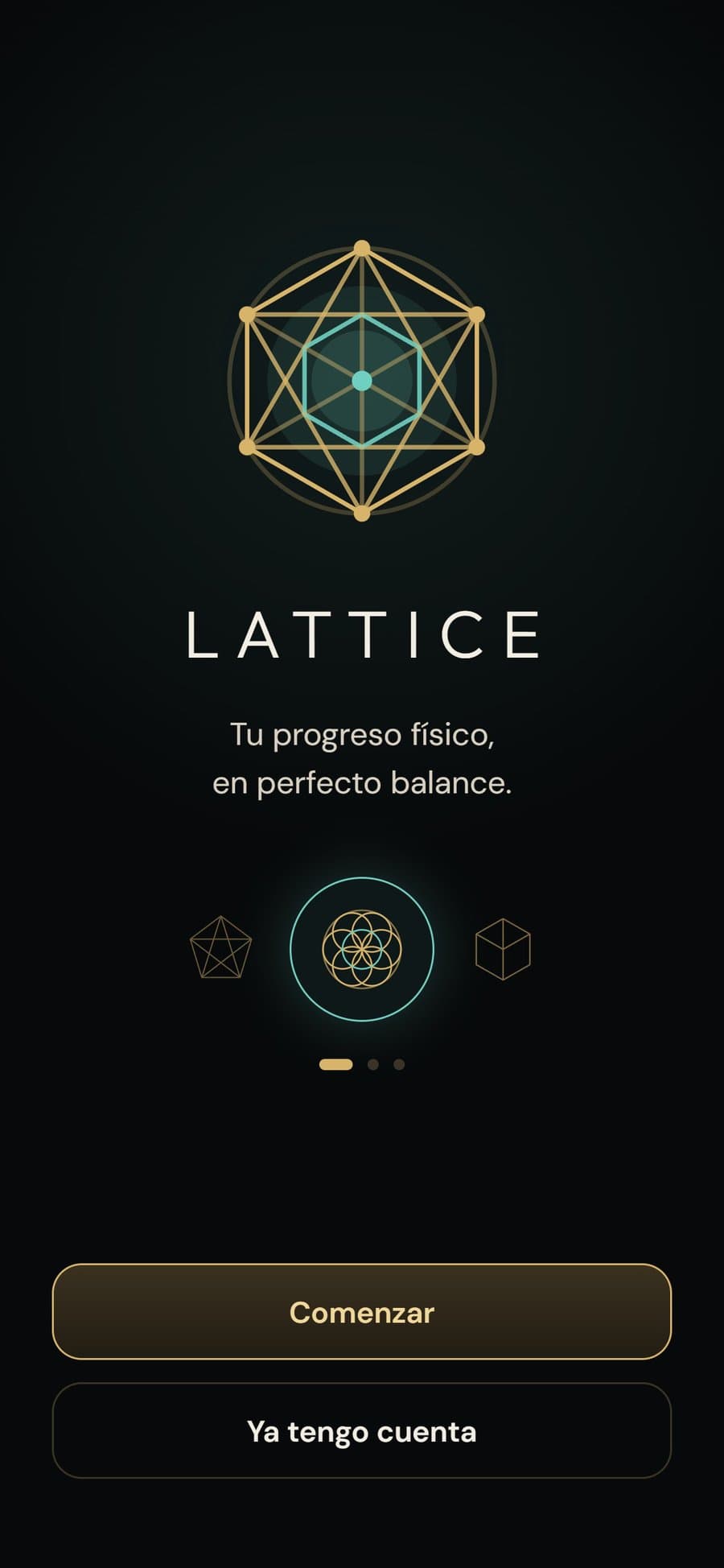 Pantalla de bienvenida de Lattice